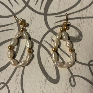 Freshwater Pearl and Gold Earrings